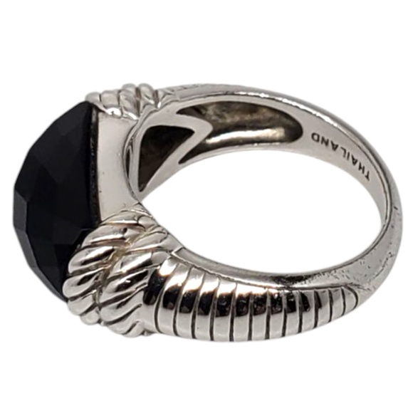 Judith Ripka Sterling Silver Faceted Onyx Ring Size 7 #21008 - Picture 3 of 8